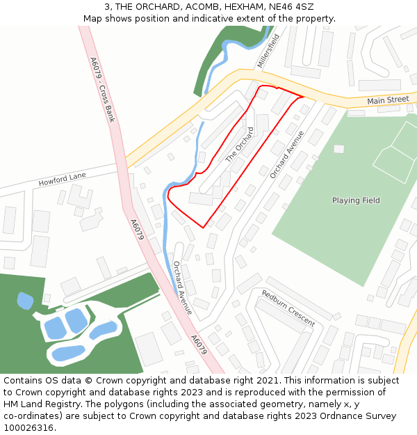 3, THE ORCHARD, ACOMB, HEXHAM, NE46 4SZ: Location map and indicative extent of plot