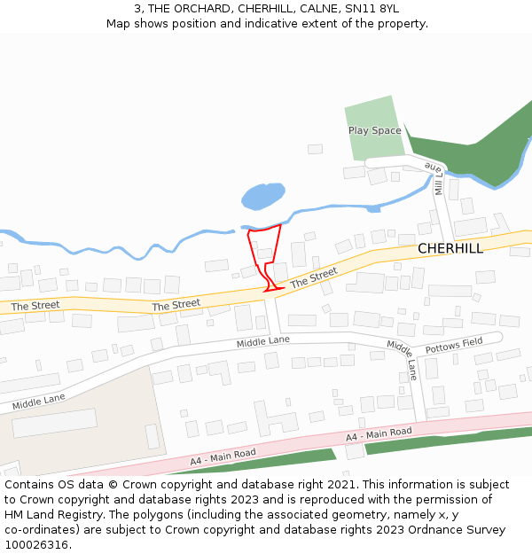 3, THE ORCHARD, CHERHILL, CALNE, SN11 8YL: Location map and indicative extent of plot