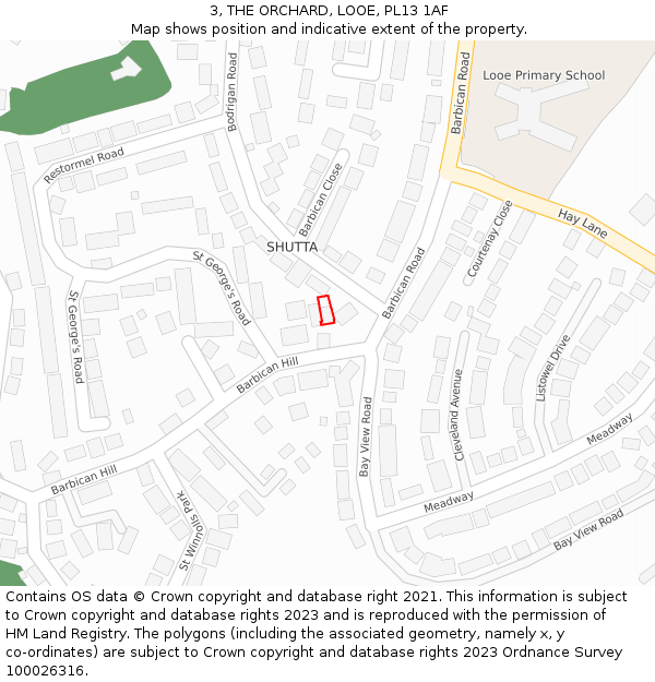 3, THE ORCHARD, LOOE, PL13 1AF: Location map and indicative extent of plot