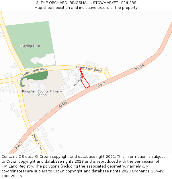 3, THE ORCHARD, RINGSHALL, STOWMARKET, IP14 2RS: Location map and indicative extent of plot