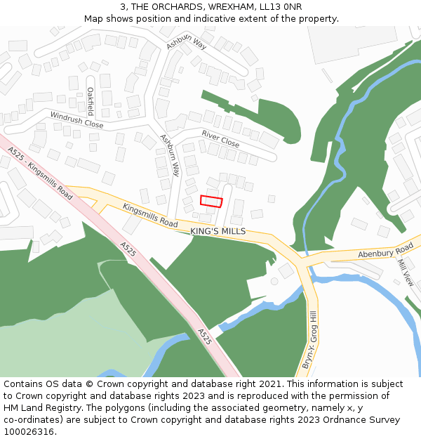 3, THE ORCHARDS, WREXHAM, LL13 0NR: Location map and indicative extent of plot