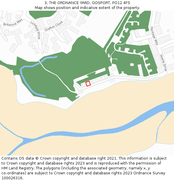 3, THE ORDNANCE YARD, GOSPORT, PO12 4FS: Location map and indicative extent of plot