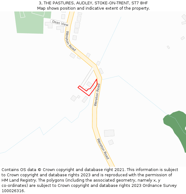 3, THE PASTURES, AUDLEY, STOKE-ON-TRENT, ST7 8HF: Location map and indicative extent of plot