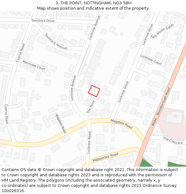 3, THE POINT, NOTTINGHAM, NG3 5BH: Location map and indicative extent of plot