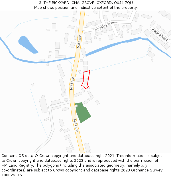 3, THE RICKYARD, CHALGROVE, OXFORD, OX44 7QU: Location map and indicative extent of plot