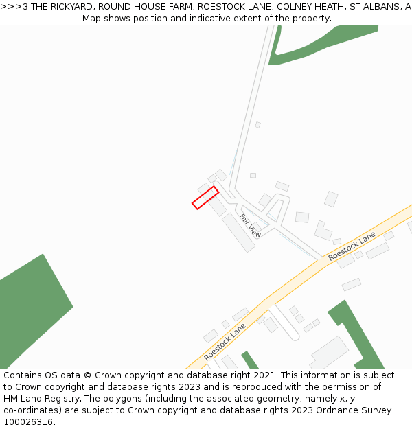 3 THE RICKYARD, ROUND HOUSE FARM, ROESTOCK LANE, COLNEY HEATH, ST ALBANS, AL4 0PP: Location map and indicative extent of plot