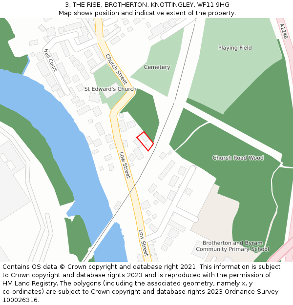 3, THE RISE, BROTHERTON, KNOTTINGLEY, WF11 9HG: Location map and indicative extent of plot