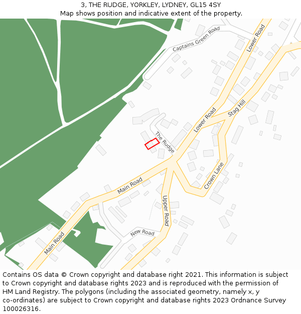 3, THE RUDGE, YORKLEY, LYDNEY, GL15 4SY: Location map and indicative extent of plot