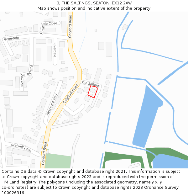 3, THE SALTINGS, SEATON, EX12 2XW: Location map and indicative extent of plot