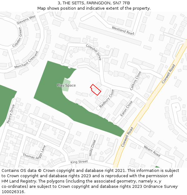 3, THE SETTS, FARINGDON, SN7 7FB: Location map and indicative extent of plot