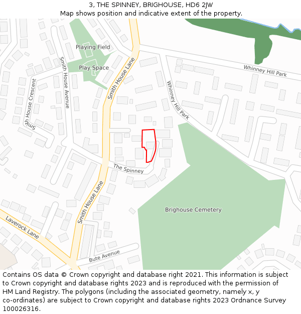 3, THE SPINNEY, BRIGHOUSE, HD6 2JW: Location map and indicative extent of plot