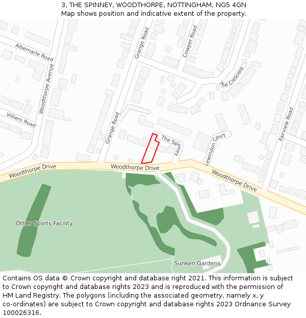 3, THE SPINNEY, WOODTHORPE, NOTTINGHAM, NG5 4GN: Location map and indicative extent of plot