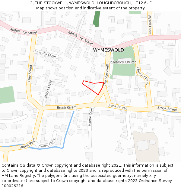 3, THE STOCKWELL, WYMESWOLD, LOUGHBOROUGH, LE12 6UF: Location map and indicative extent of plot