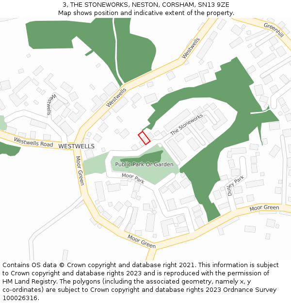 3, THE STONEWORKS, NESTON, CORSHAM, SN13 9ZE: Location map and indicative extent of plot