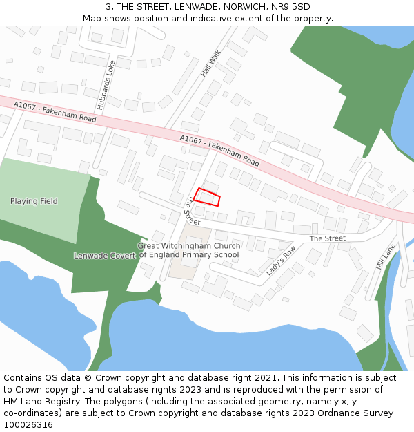 3, THE STREET, LENWADE, NORWICH, NR9 5SD: Location map and indicative extent of plot