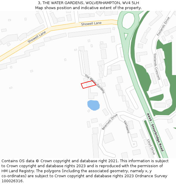 3, THE WATER GARDENS, WOLVERHAMPTON, WV4 5LH: Location map and indicative extent of plot