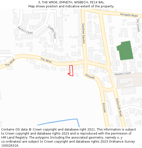 3, THE WROE, EMNETH, WISBECH, PE14 8AL: Location map and indicative extent of plot