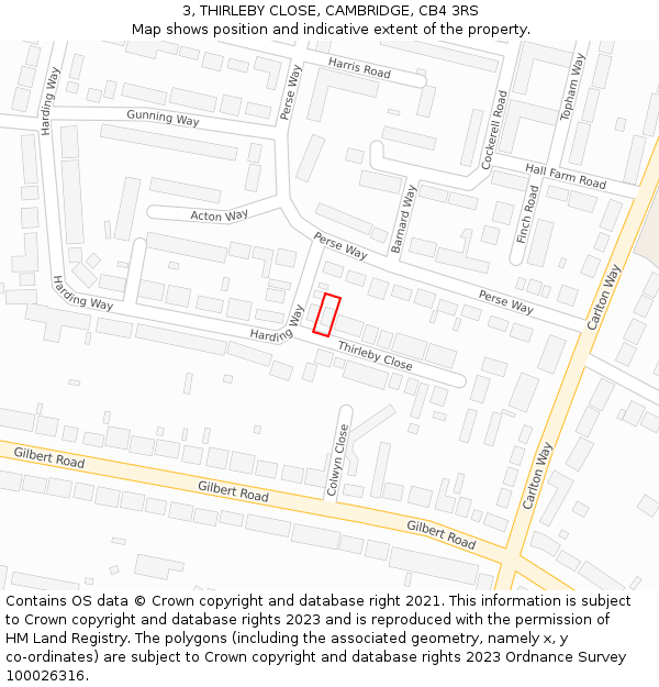 3, THIRLEBY CLOSE, CAMBRIDGE, CB4 3RS: Location map and indicative extent of plot