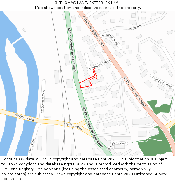 3, THOMAS LANE, EXETER, EX4 4AL: Location map and indicative extent of plot