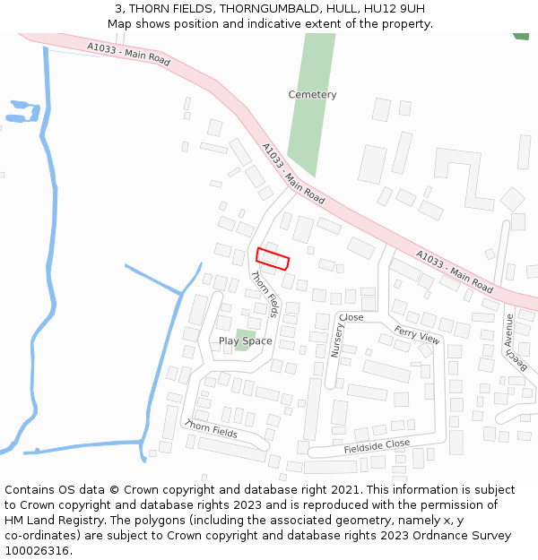 3, THORN FIELDS, THORNGUMBALD, HULL, HU12 9UH: Location map and indicative extent of plot
