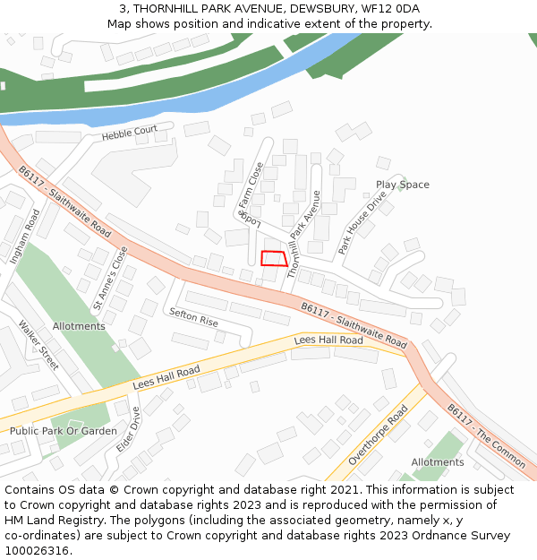 3, THORNHILL PARK AVENUE, DEWSBURY, WF12 0DA: Location map and indicative extent of plot