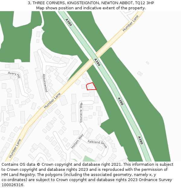 3, THREE CORNERS, KINGSTEIGNTON, NEWTON ABBOT, TQ12 3HP: Location map and indicative extent of plot