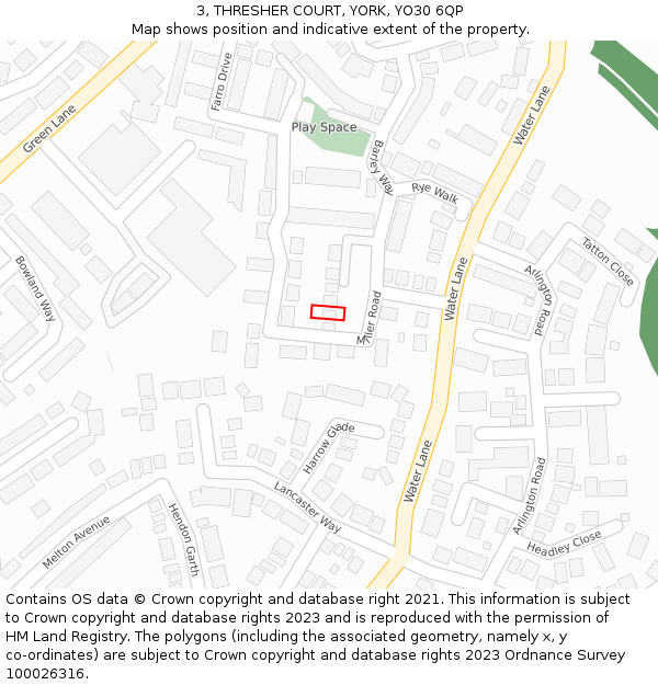 3, THRESHER COURT, YORK, YO30 6QP: Location map and indicative extent of plot
