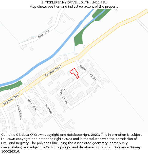 3, TICKLEPENNY DRIVE, LOUTH, LN11 7BU: Location map and indicative extent of plot