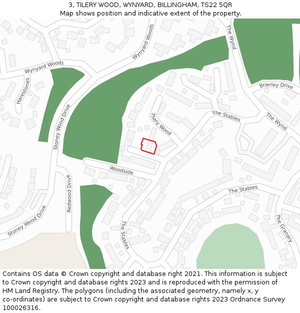 3, TILERY WOOD, WYNYARD, BILLINGHAM, TS22 5QR: Location map and indicative extent of plot