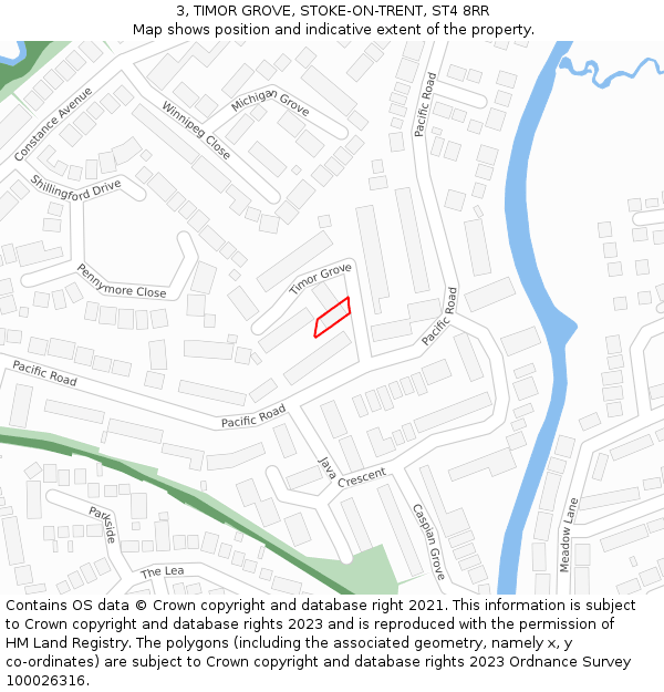 3, TIMOR GROVE, STOKE-ON-TRENT, ST4 8RR: Location map and indicative extent of plot