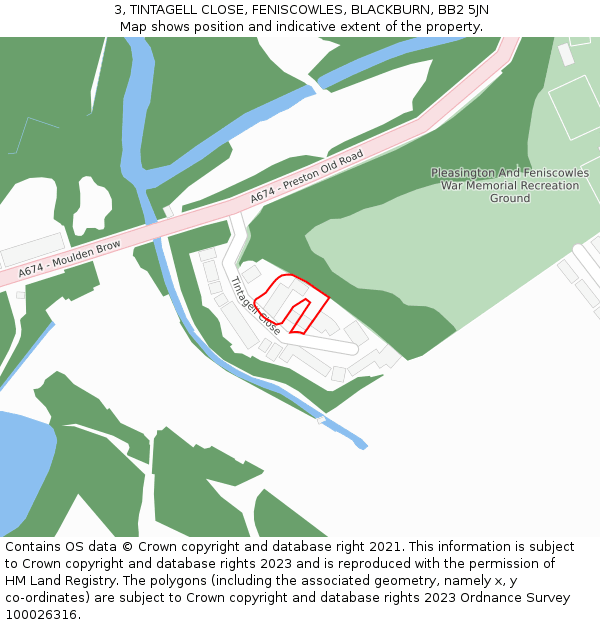 3, TINTAGELL CLOSE, FENISCOWLES, BLACKBURN, BB2 5JN: Location map and indicative extent of plot