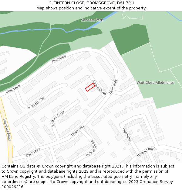 3, TINTERN CLOSE, BROMSGROVE, B61 7PH: Location map and indicative extent of plot