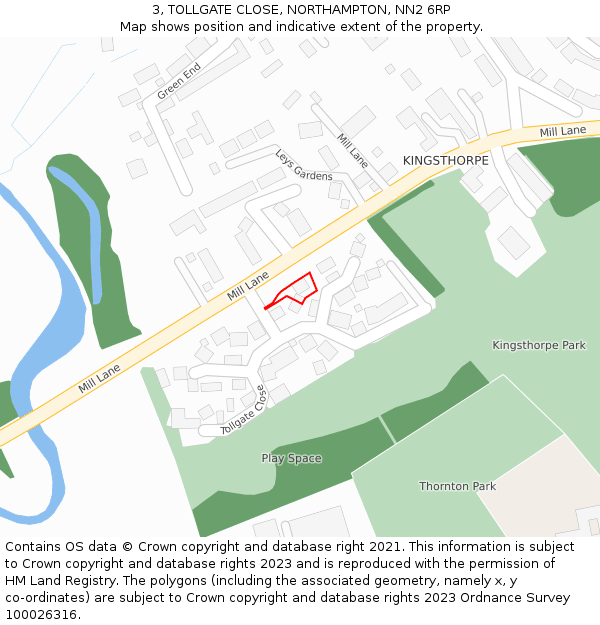 3, TOLLGATE CLOSE, NORTHAMPTON, NN2 6RP: Location map and indicative extent of plot