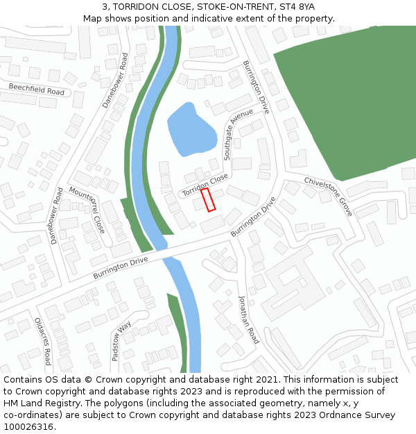 3, TORRIDON CLOSE, STOKE-ON-TRENT, ST4 8YA: Location map and indicative extent of plot