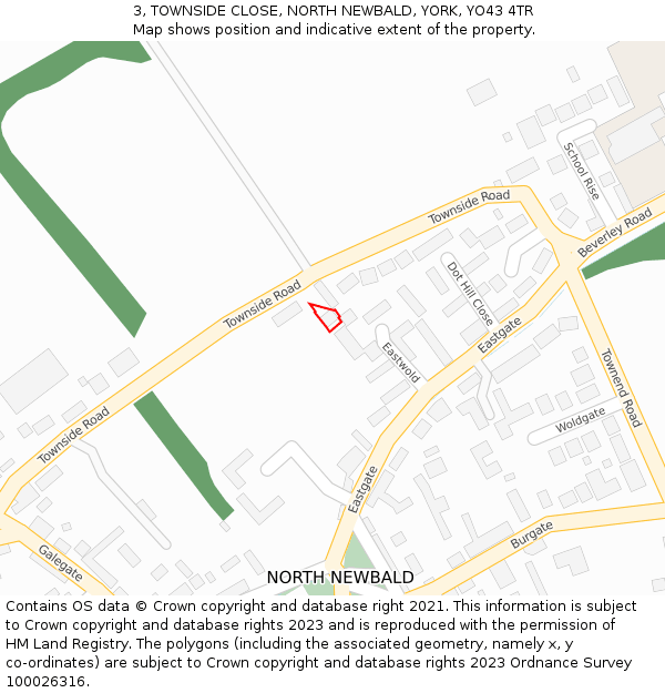 3, TOWNSIDE CLOSE, NORTH NEWBALD, YORK, YO43 4TR: Location map and indicative extent of plot