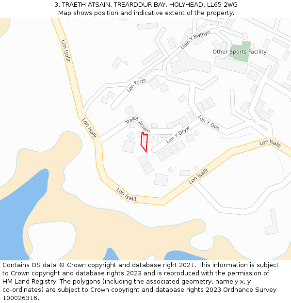 3, TRAETH ATSAIN, TREARDDUR BAY, HOLYHEAD, LL65 2WG: Location map and indicative extent of plot