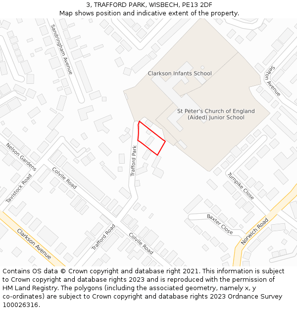 3, TRAFFORD PARK, WISBECH, PE13 2DF: Location map and indicative extent of plot