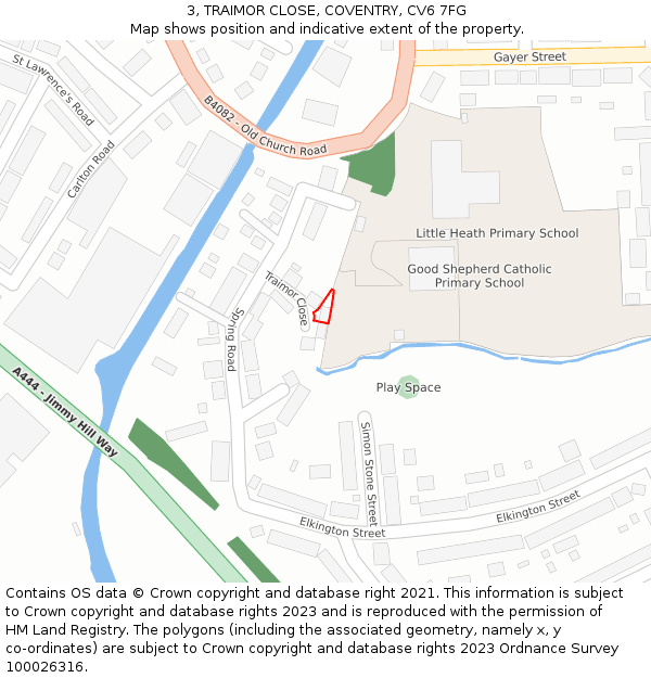 3, TRAIMOR CLOSE, COVENTRY, CV6 7FG: Location map and indicative extent of plot