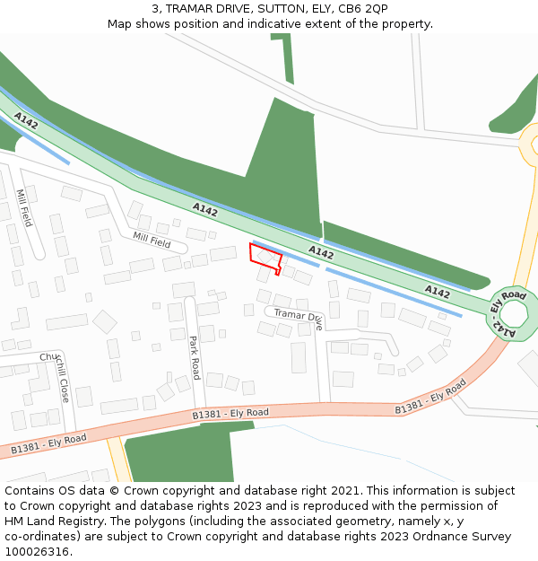 3, TRAMAR DRIVE, SUTTON, ELY, CB6 2QP: Location map and indicative extent of plot