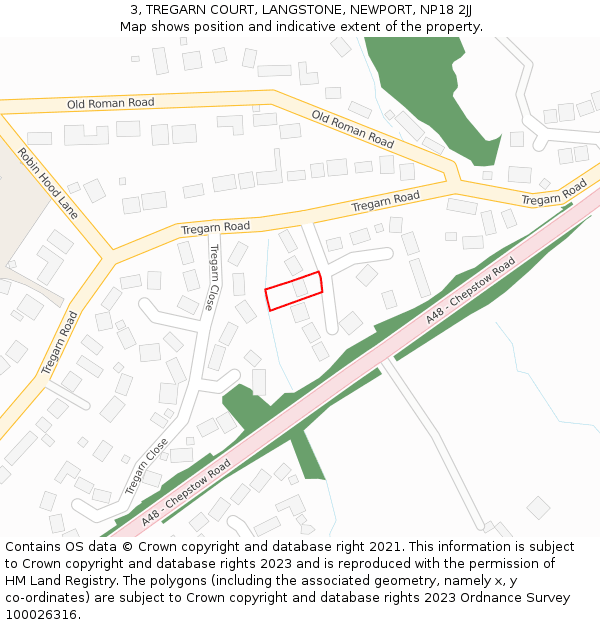 3, TREGARN COURT, LANGSTONE, NEWPORT, NP18 2JJ: Location map and indicative extent of plot