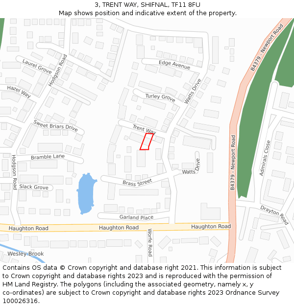 3, TRENT WAY, SHIFNAL, TF11 8FU: Location map and indicative extent of plot