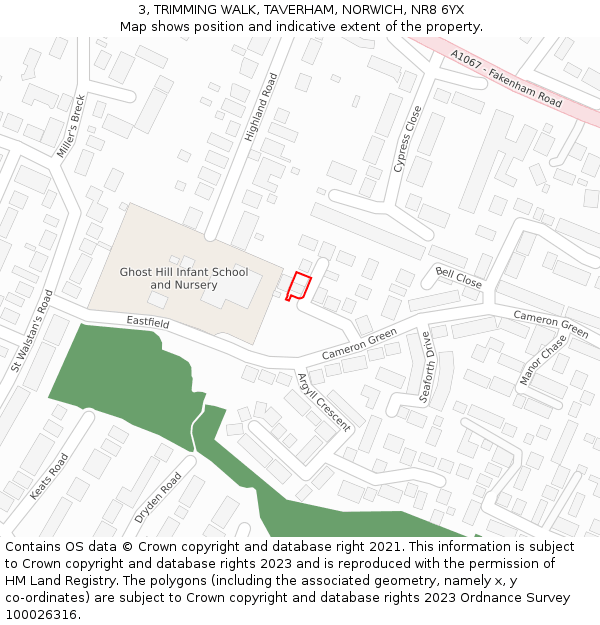 3, TRIMMING WALK, TAVERHAM, NORWICH, NR8 6YX: Location map and indicative extent of plot