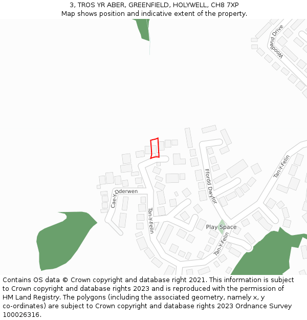 3, TROS YR ABER, GREENFIELD, HOLYWELL, CH8 7XP: Location map and indicative extent of plot