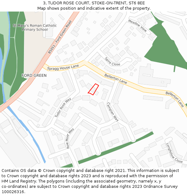 3, TUDOR ROSE COURT, STOKE-ON-TRENT, ST6 8EE: Location map and indicative extent of plot