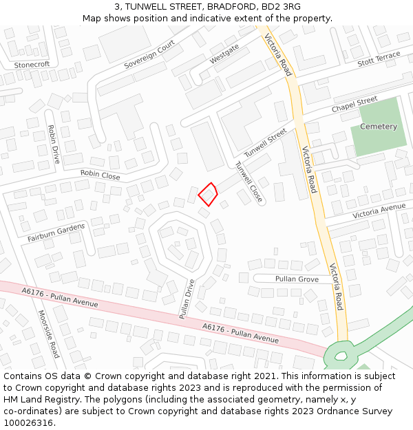 3, TUNWELL STREET, BRADFORD, BD2 3RG: Location map and indicative extent of plot