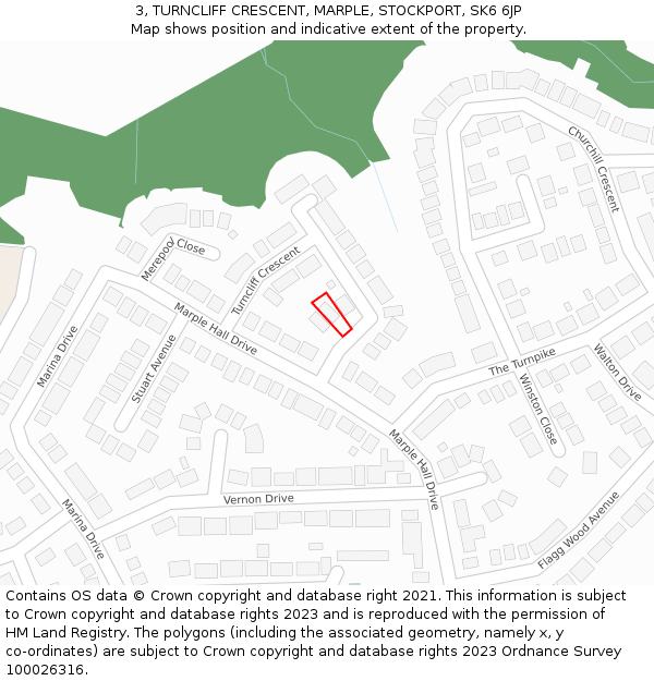 3, TURNCLIFF CRESCENT, MARPLE, STOCKPORT, SK6 6JP: Location map and indicative extent of plot