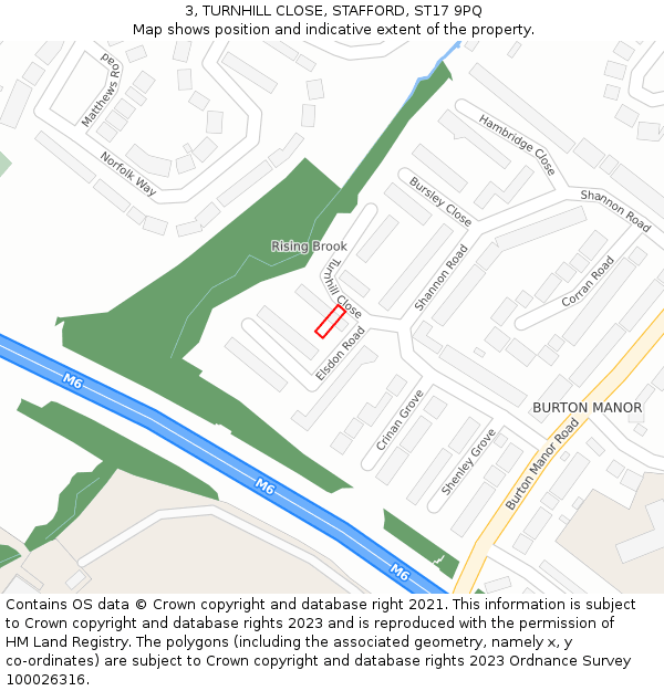 3, TURNHILL CLOSE, STAFFORD, ST17 9PQ: Location map and indicative extent of plot