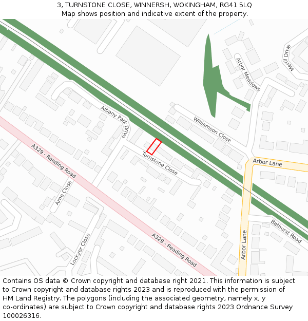 3, TURNSTONE CLOSE, WINNERSH, WOKINGHAM, RG41 5LQ: Location map and indicative extent of plot