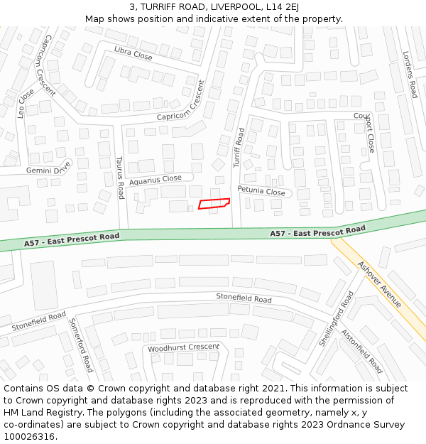 3, TURRIFF ROAD, LIVERPOOL, L14 2EJ: Location map and indicative extent of plot