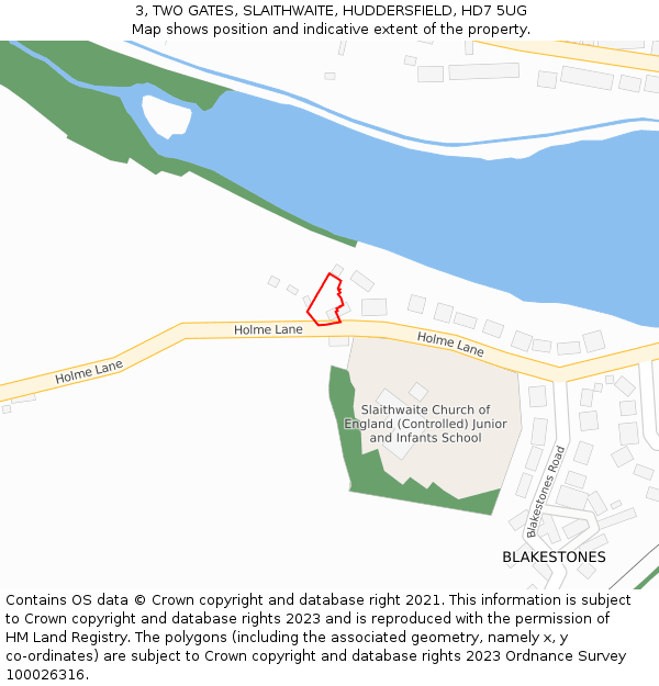 3, TWO GATES, SLAITHWAITE, HUDDERSFIELD, HD7 5UG: Location map and indicative extent of plot